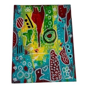 Colorful Abstract Art “Tribal Rasta"  by artist Lioness Saraswati 9x12